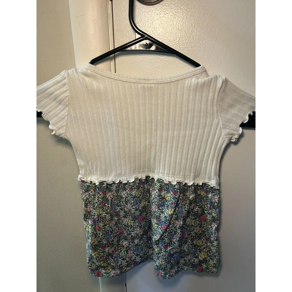 Old Navy Toddler Girl Ribbed Knit Short Sleeve Floral Dress 18-24 Months